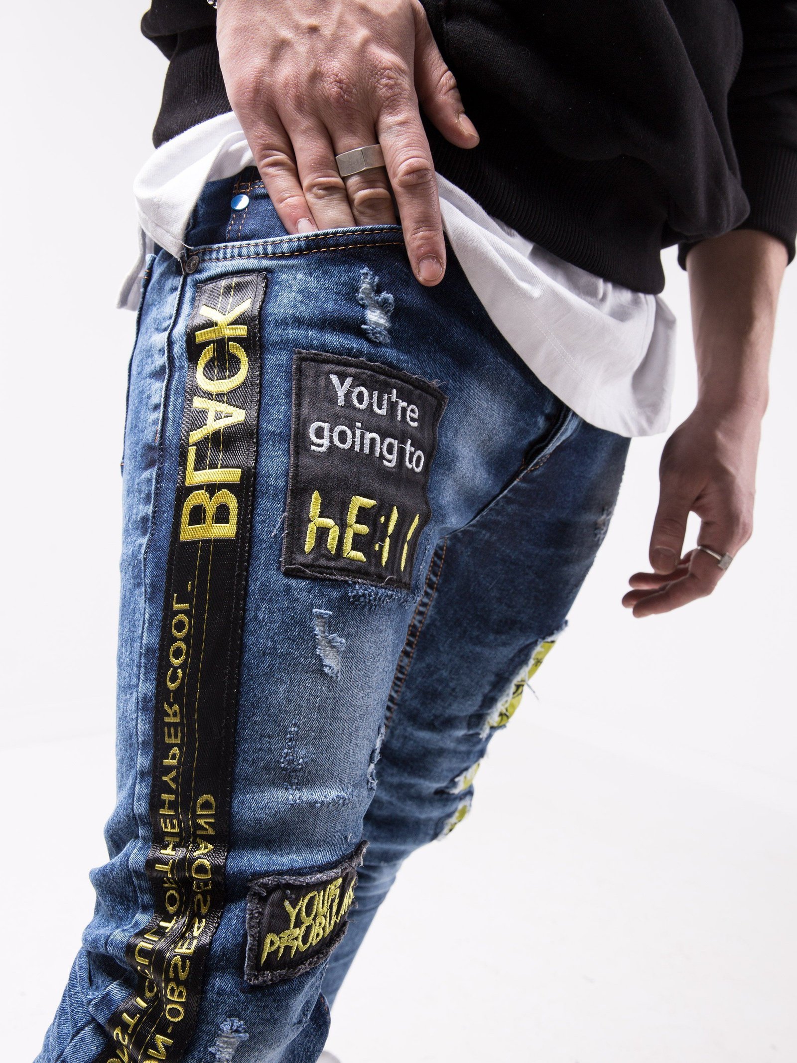 Blue Falcon Skinny-Fit Ripped Jeans by SERNES